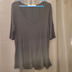 Black tunic shirt w/ lace ruffle edges